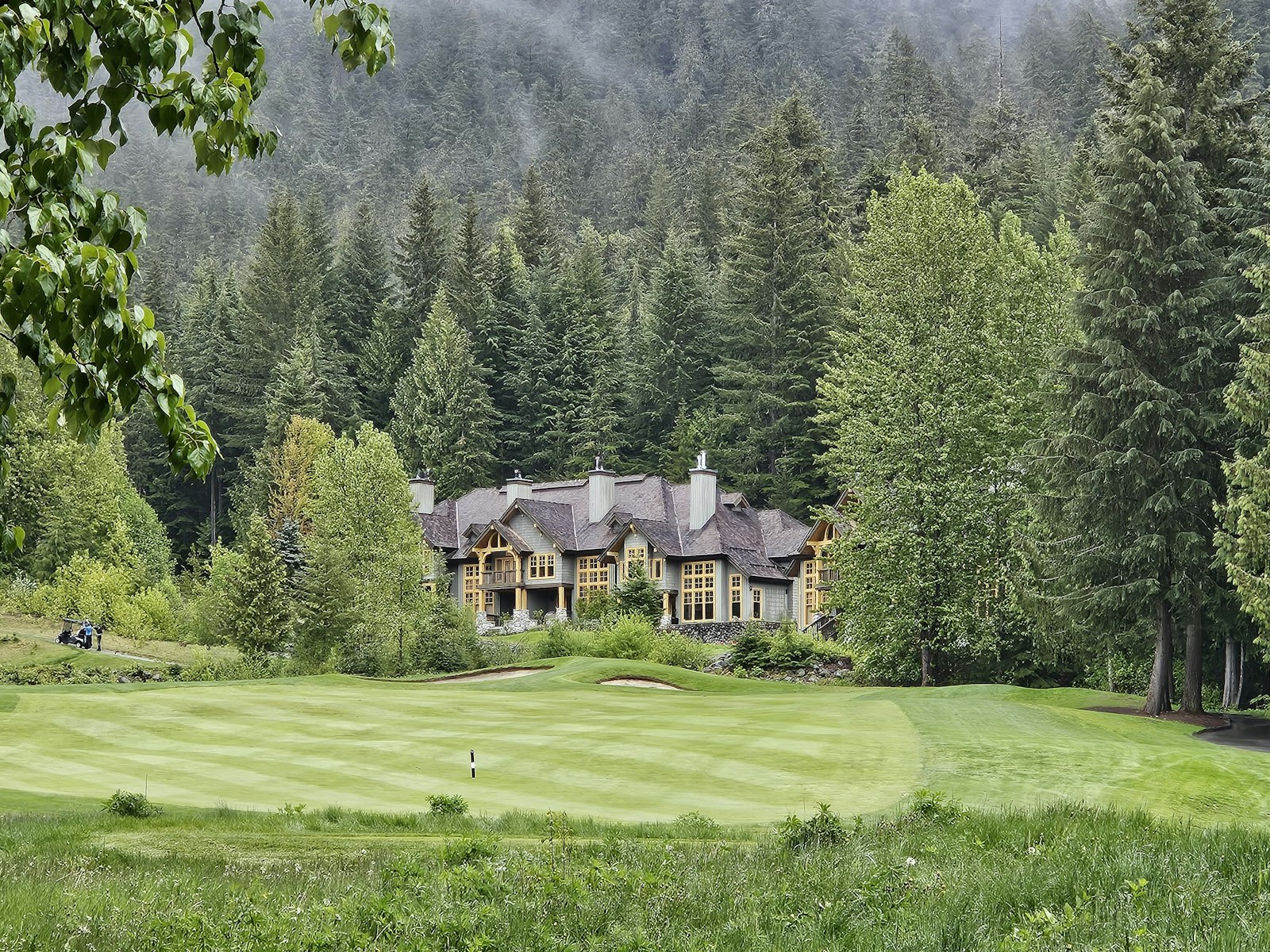 Golf course fairway surrounded by forest in the mountain area near Helen GA